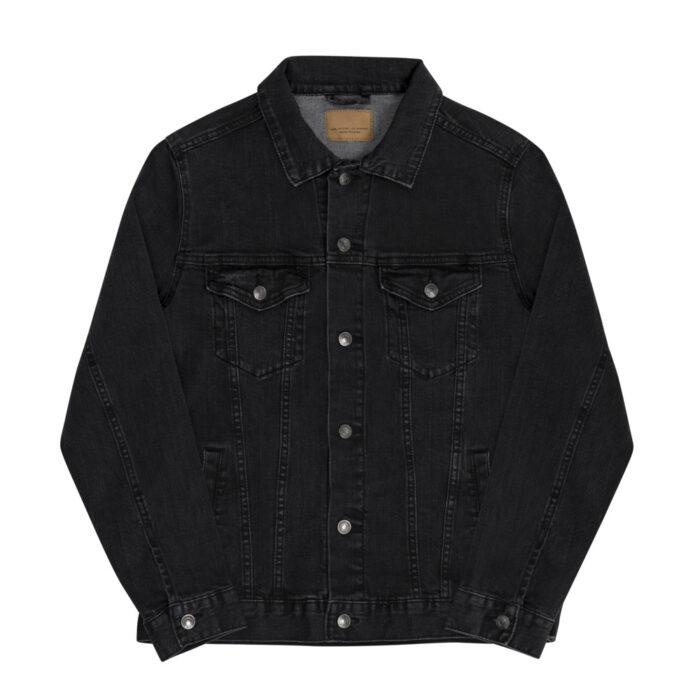 unisex denim jacket black denim front 605f95bd4b464