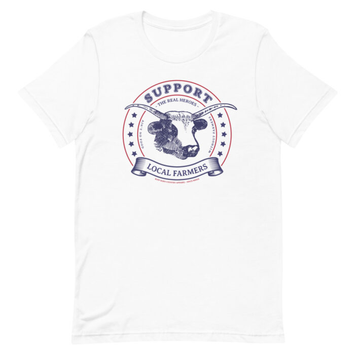 Support Local Farmers, Longhorn Decal - Unisex T-Shirt - Image 2