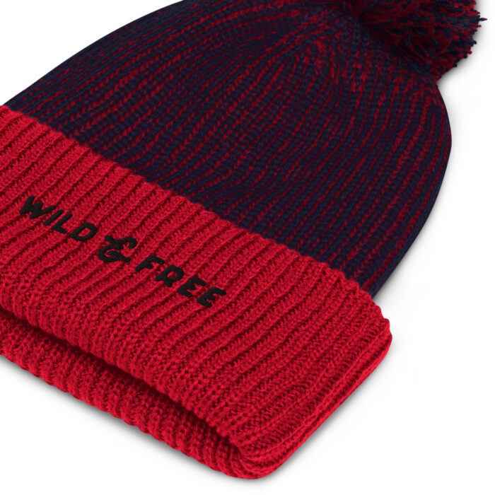 speckled pom pom beanie navy red product details 617680d437765