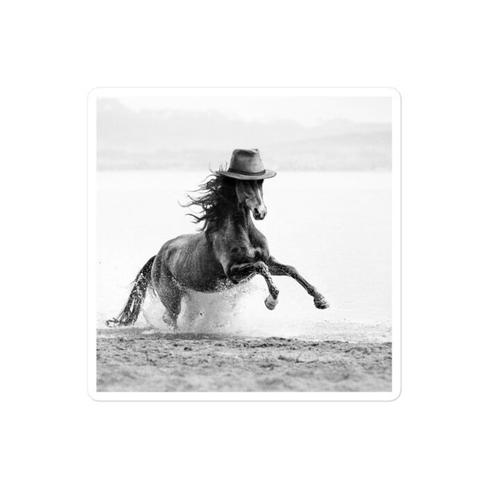 Cowboy Horse (B&W) - Vinyl Sticker