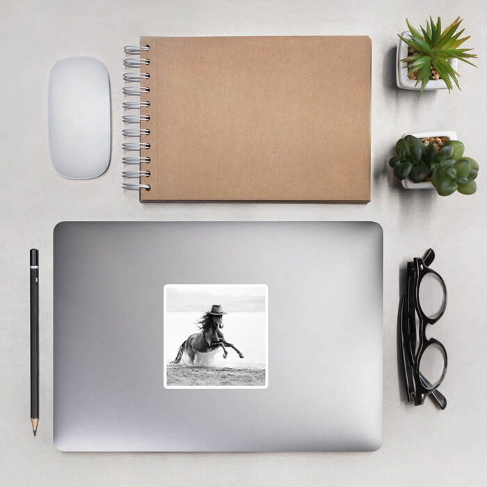 Cowboy Horse (B&W) - Vinyl Sticker - Image 2