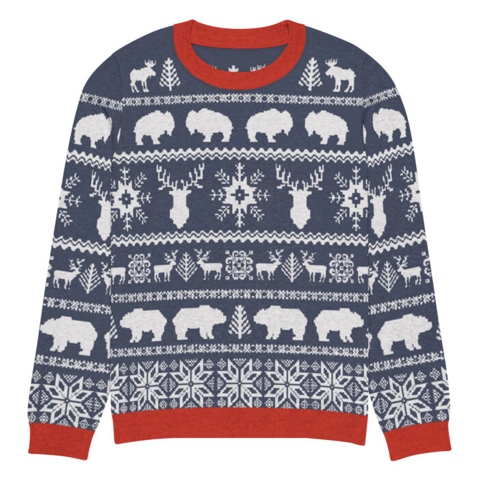 Knitted Ugly Christmas Sweater - Red, White, and Blue